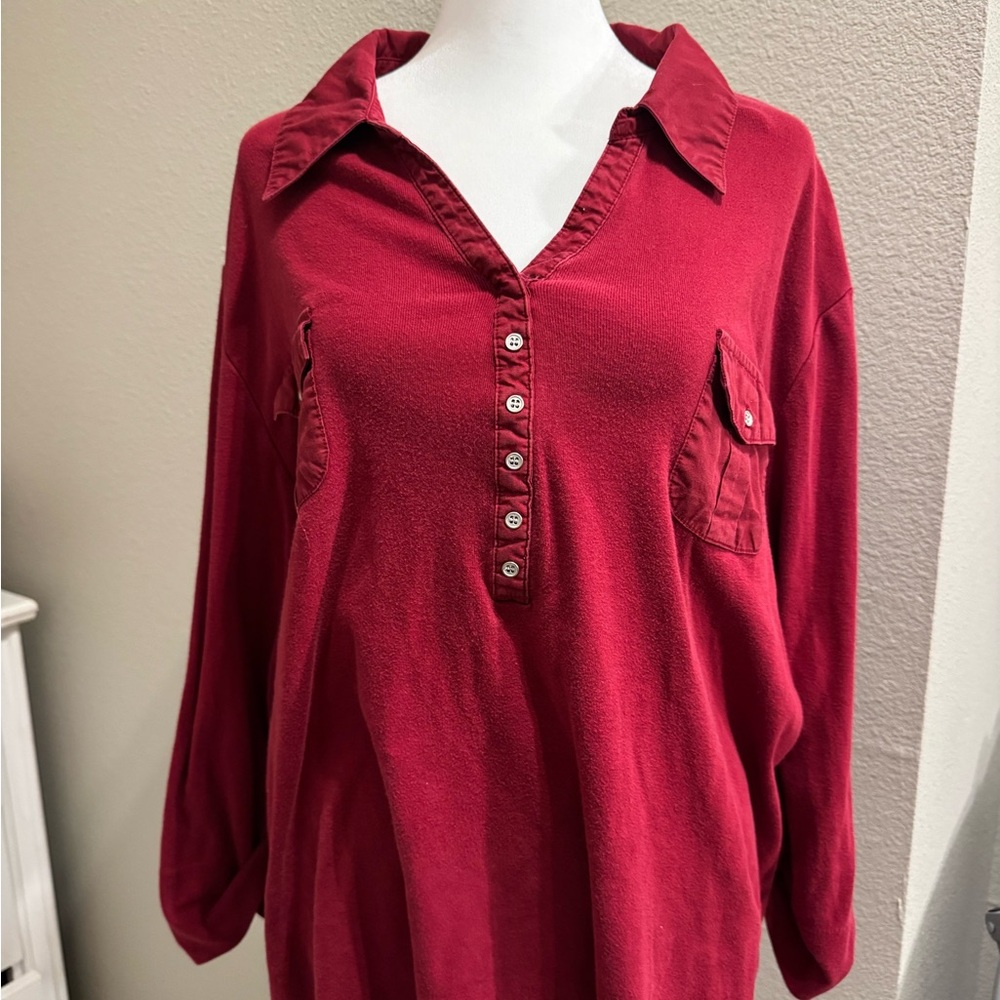 Karen Scott Red Button-Down Shirt for Women